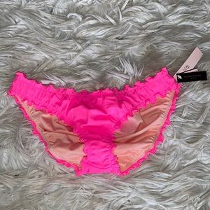 NWT neon pink Capri cheeky ruffle bikini bottoms